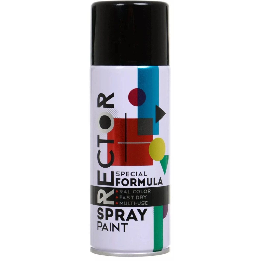 Аерозольна фарба для автомобіля RECTOR універсальна 9005 чорний гл.і 400мл (000013232) - фото 1