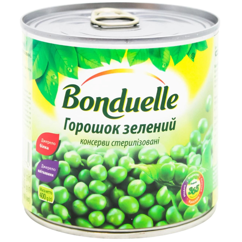 Овочева консервація Bonduelle Горошок зелений консервований 400 г (3083680048774) - фото 1