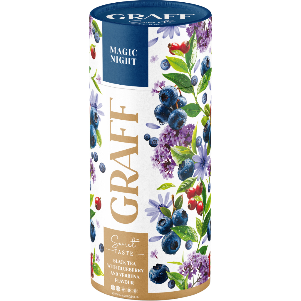 Чай Graff чорний з ароматом чорниці та вербени "Магічна ніч/Magic night" 80 г (4820279612546) - фото 1