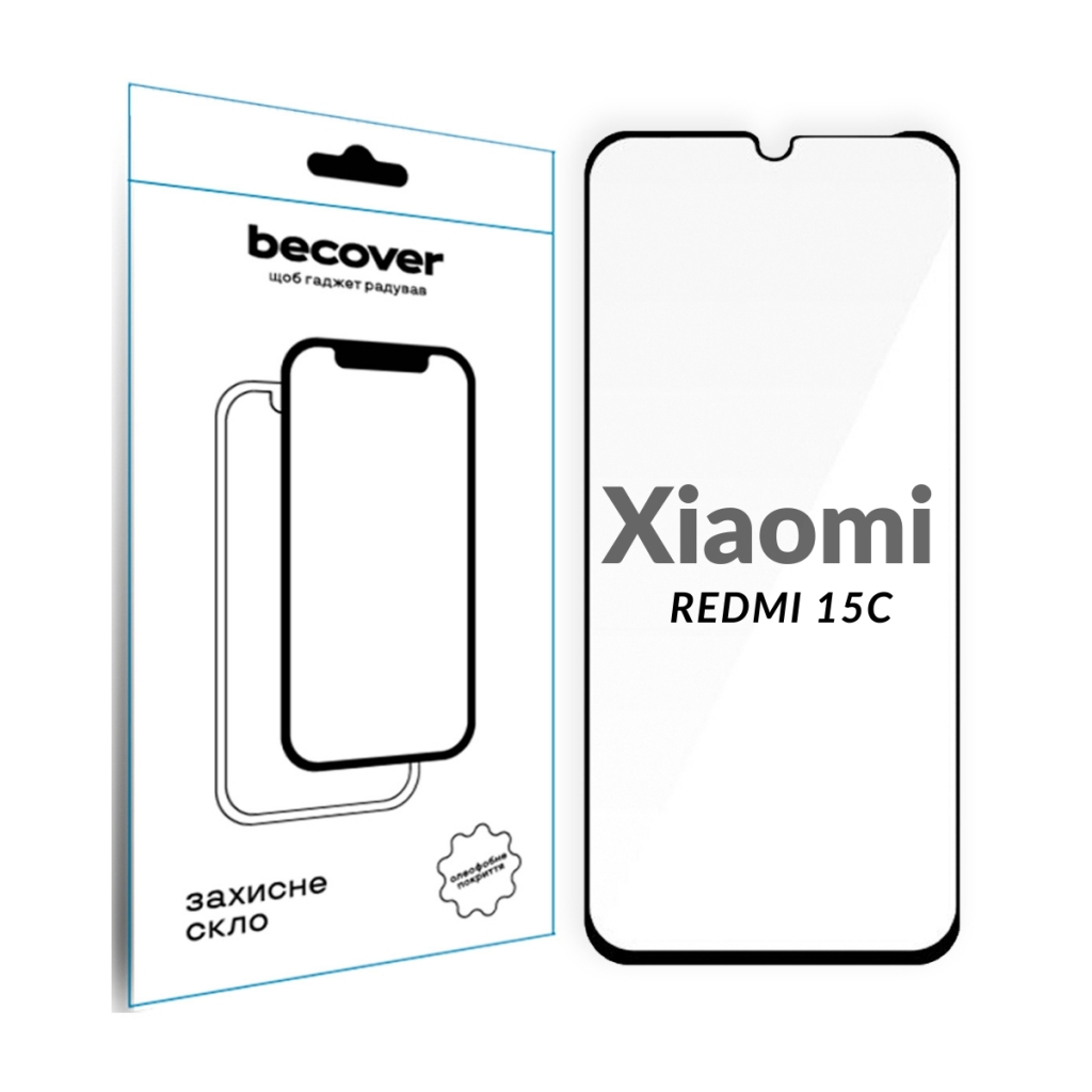 Скло захисне BeCover Xiaomi Redmi 15C 4G/5G Black (713907) Скло захисне BeCover Xiaomi Redmi 15C 4G/5G Black (713907)