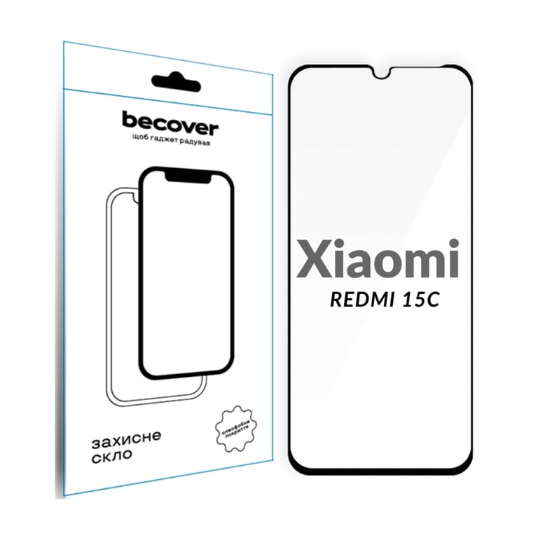 Скло захисне BeCover Xiaomi Redmi 15C 4G/5G Black (713907) - фото 1
