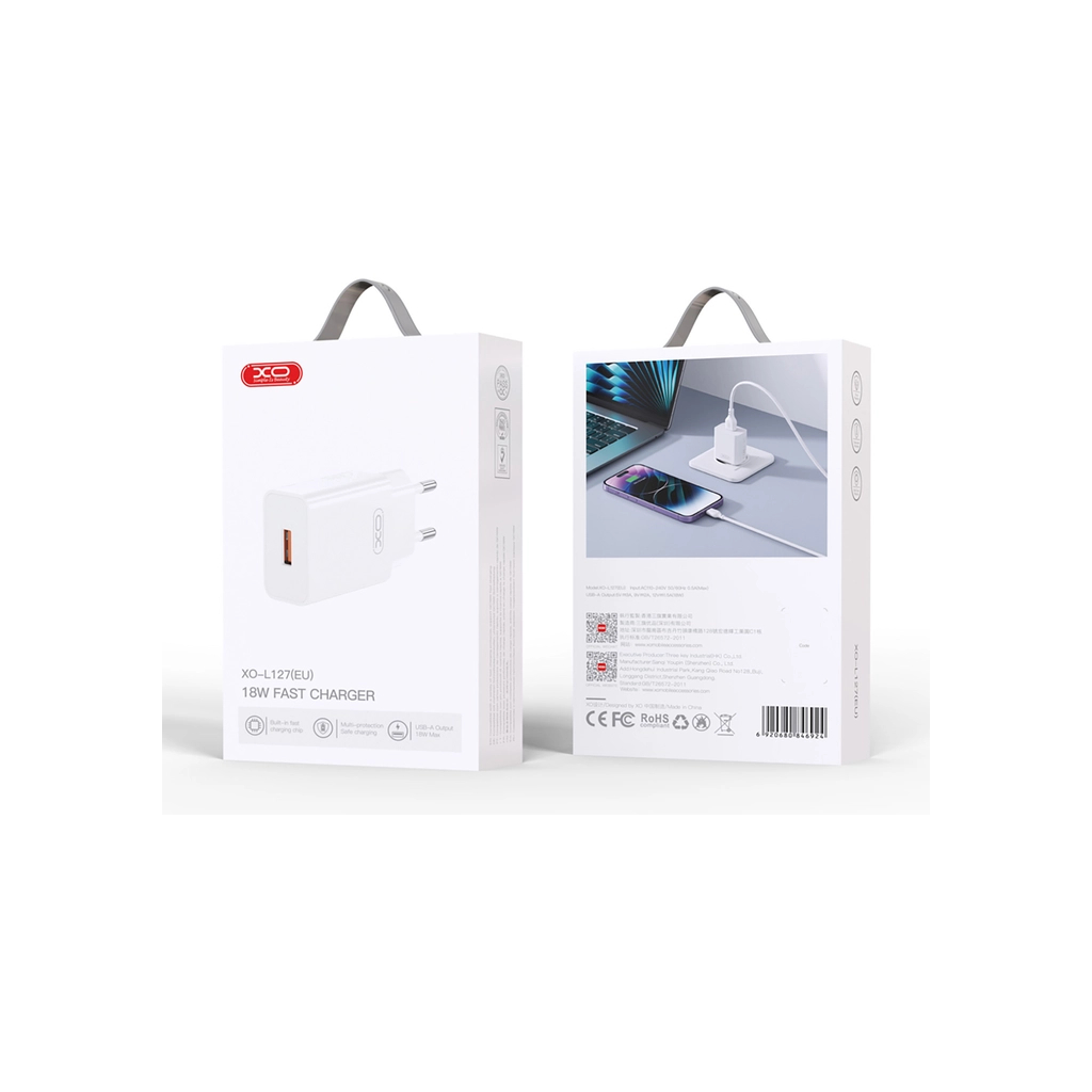 Зарядний пристрій XO USB-A QC18W White (L127.white) - фото 5 Зарядний пристрій XO USB-A QC18W White (L127.white) - фото 5