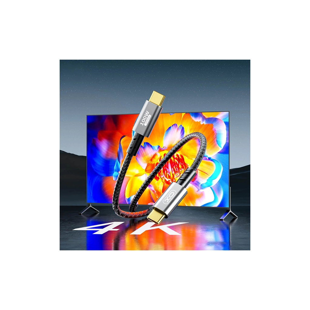 Дата кабель USB-C to USB-C 1.0m 100W PD black XO (GB020-CC.tranish) - фото 3 Дата кабель USB-C to USB-C 1.0m 100W PD black XO (GB020-CC.tranish) - фото 3