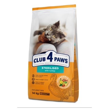 Сухий корм для кішок Club 4 Paws Преміум для стерилізованих з індичкою 14 кг (4820269145009) - фото 1