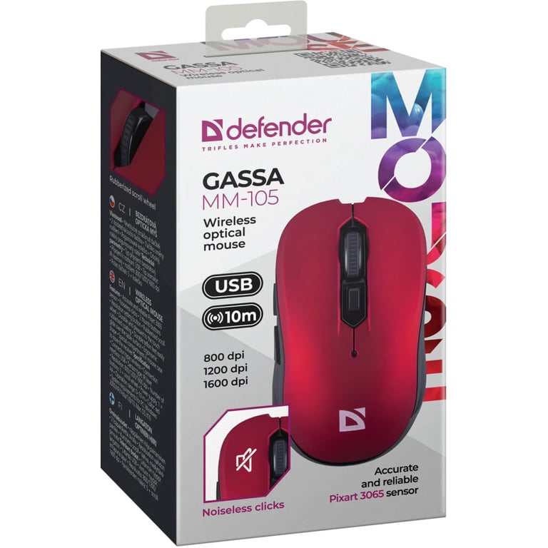 Мишка Defender Gassa MM-105 Wireless Red (52103) - фото 4