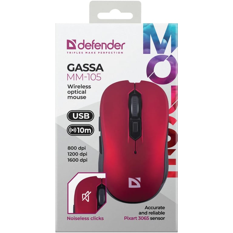 Мишка Defender Gassa MM-105 Wireless Red (52103) - фото 6