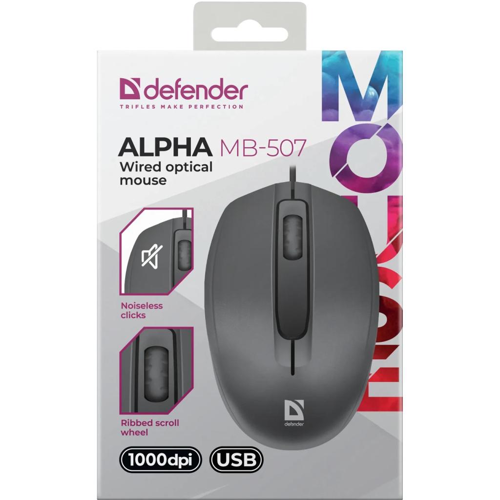 Мишка Defender Alpha MB-507 USB Black (52507) - фото 4 Мишка Defender Alpha MB-507 USB Black (52507) - фото 4