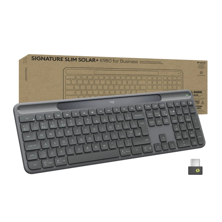 Клавіатура Logitech Slim Solar+ for Business Wireless/Bluetooth Graphite (920-013779) - фото 1