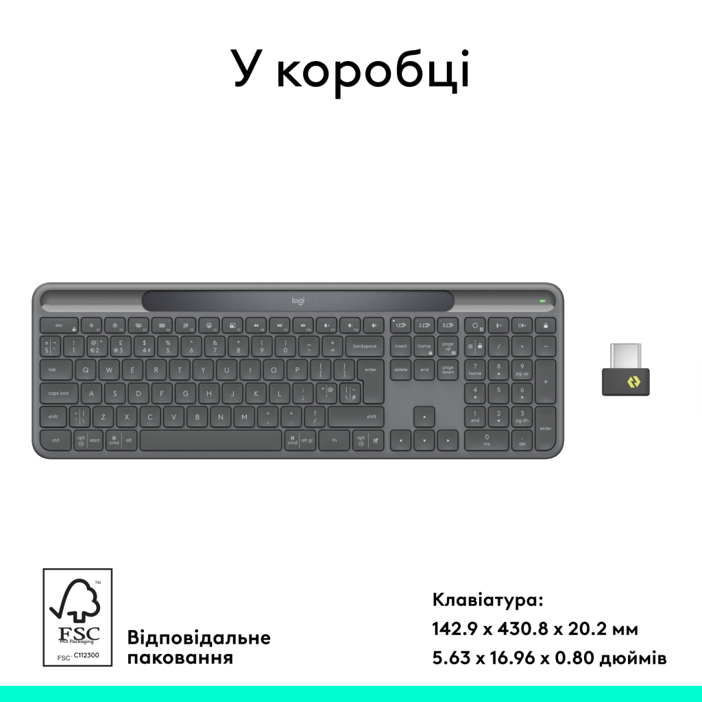 Клавіатура Logitech Slim Solar+ for Business Wireless/Bluetooth Graphite (920-013779) - фото 10 Клавіатура Logitech Slim Solar+ for Business Wireless/Bluetooth Graphite (920-013779) - фото 10
