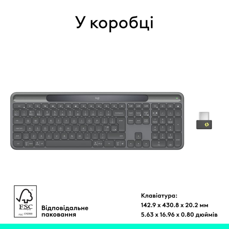 Клавіатура Logitech Slim Solar+ for Business Wireless/Bluetooth Graphite (920-013779) - фото 10