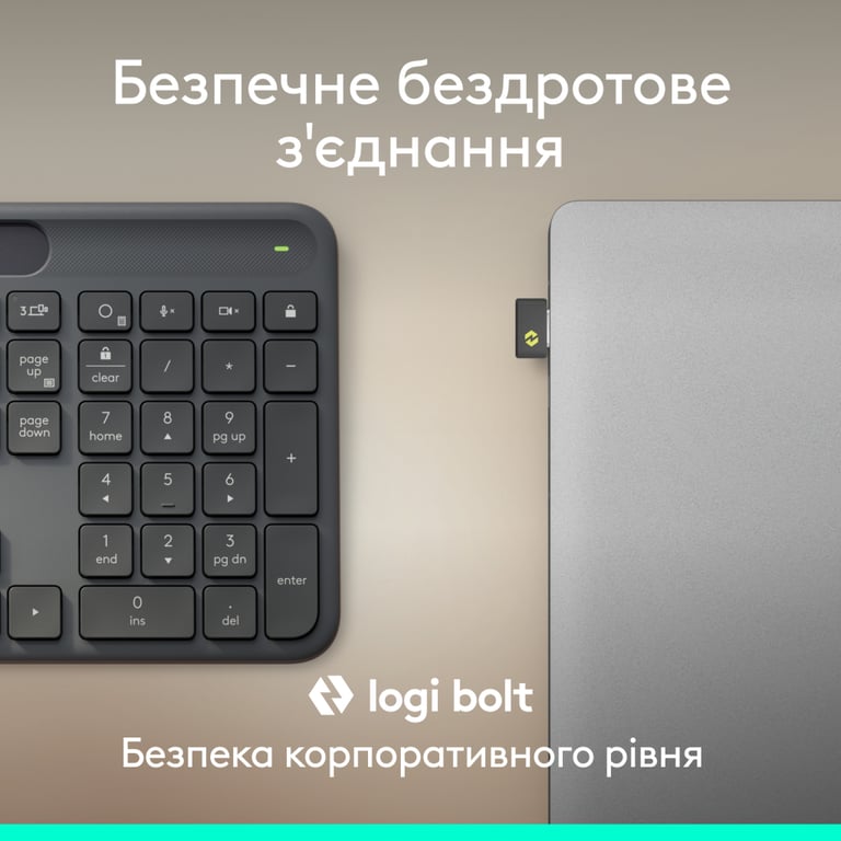 Клавіатура Logitech Slim Solar+ for Business Wireless/Bluetooth Graphite (920-013779) - фото 5
