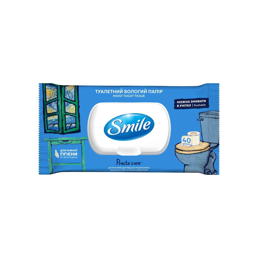 Туалетний папір Smile Procto Care Вологий 40 аркушів (4823071666076) - фото 1