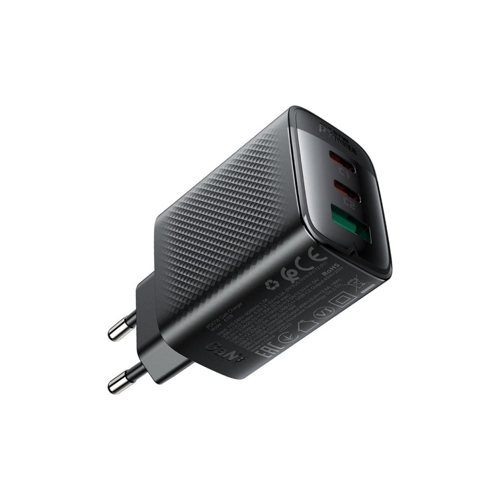 Зарядний пристрій Acefast 2xUSB-C + 1xUSB 67W GaN black (6974316284048) - фото 4 Зарядний пристрій Acefast 2xUSB-C + 1xUSB 67W GaN black (6974316284048) - фото 4