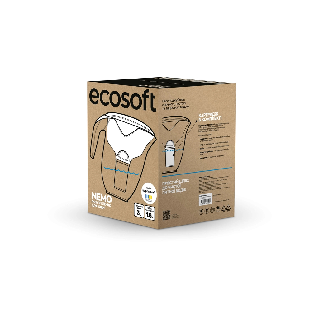 Фільтр-глечик Ecosoft НЕМО перлинний 3л (4820056807097) - фото 4 Фільтр-глечик Ecosoft НЕМО перлинний 3л (4820056807097) - фото 4