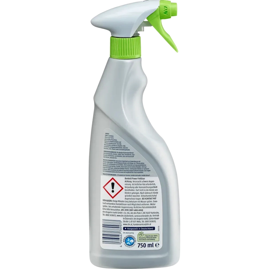 Спрей для чищення кухні DenkMit Fettreiniger Power Для видалення жиру 750 мл (4066447789973) - фото 2 Спрей для чищення кухні DenkMit Fettreiniger Power Для видалення жиру 750 мл (4066447789973) - фото 2