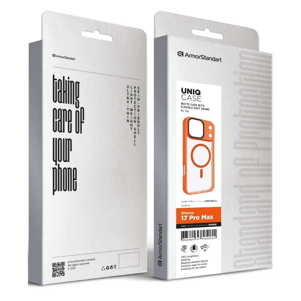 Чохол до мобільного телефона Armorstandart Uniq MagCase Apple iPhone 17 Pro Max Orange (ARM86621) - фото 2 Чохол до мобільного телефона Armorstandart Uniq MagCase Apple iPhone 17 Pro Max Orange (ARM86621) - фото 2