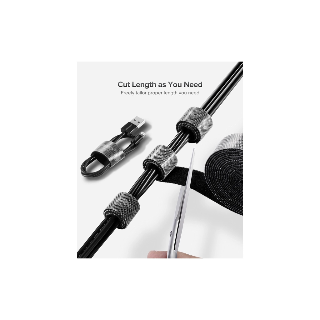 Набір для кріплення стрічка-липучка LP124 20mm Cable Tie Band 5m Black Ugreen (40356) - фото 3 Набір для кріплення стрічка-липучка LP124 20mm Cable Tie Band 5m Black Ugreen (40356) - фото 3