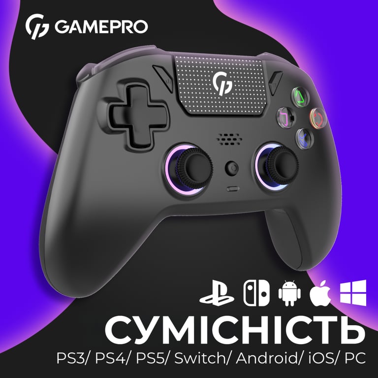 Геймпад GamePro GPS20B 2.4G/BT 5.1/USB (Switch/PC/PS/iOS/Android) RGB Black (GPS20B) - фото 5
