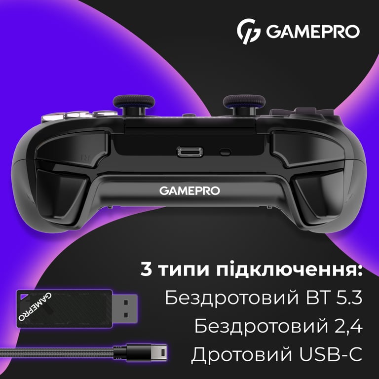 Геймпад GamePro GPS20B 2.4G/BT 5.1/USB (Switch/PC/PS/iOS/Android) RGB Black (GPS20B) - фото 6