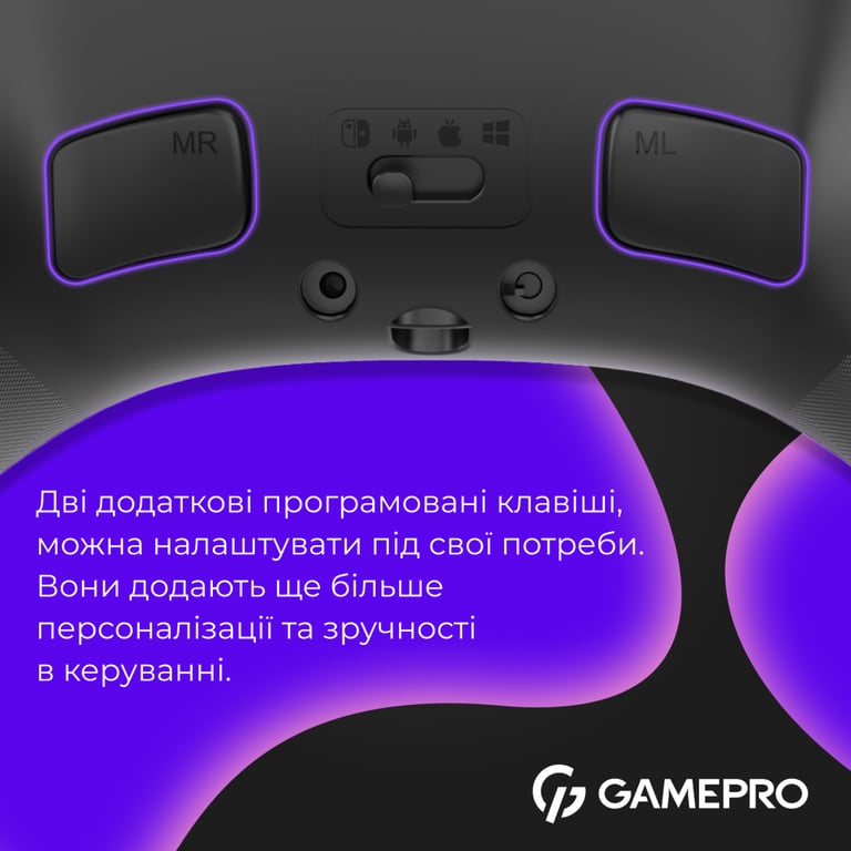 Геймпад GamePro із зарядною станцією BT 5.3/USB/2.4 ГГц (Switch/PC/iOS/Android) RGB Black (GPX13BDOC) - фото 9