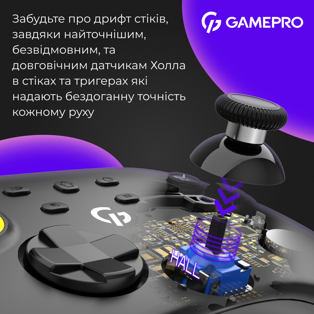 Геймпад GamePro із зарядною станцією BT 5.3/USB/2.4 ГГц (Switch/PC/iOS/Android) RGB Black (GPX13BDOC) - фото 10 Геймпад GamePro із зарядною станцією BT 5.3/USB/2.4 ГГц (Switch/PC/iOS/Android) RGB Black (GPX13BDOC) - фото 10