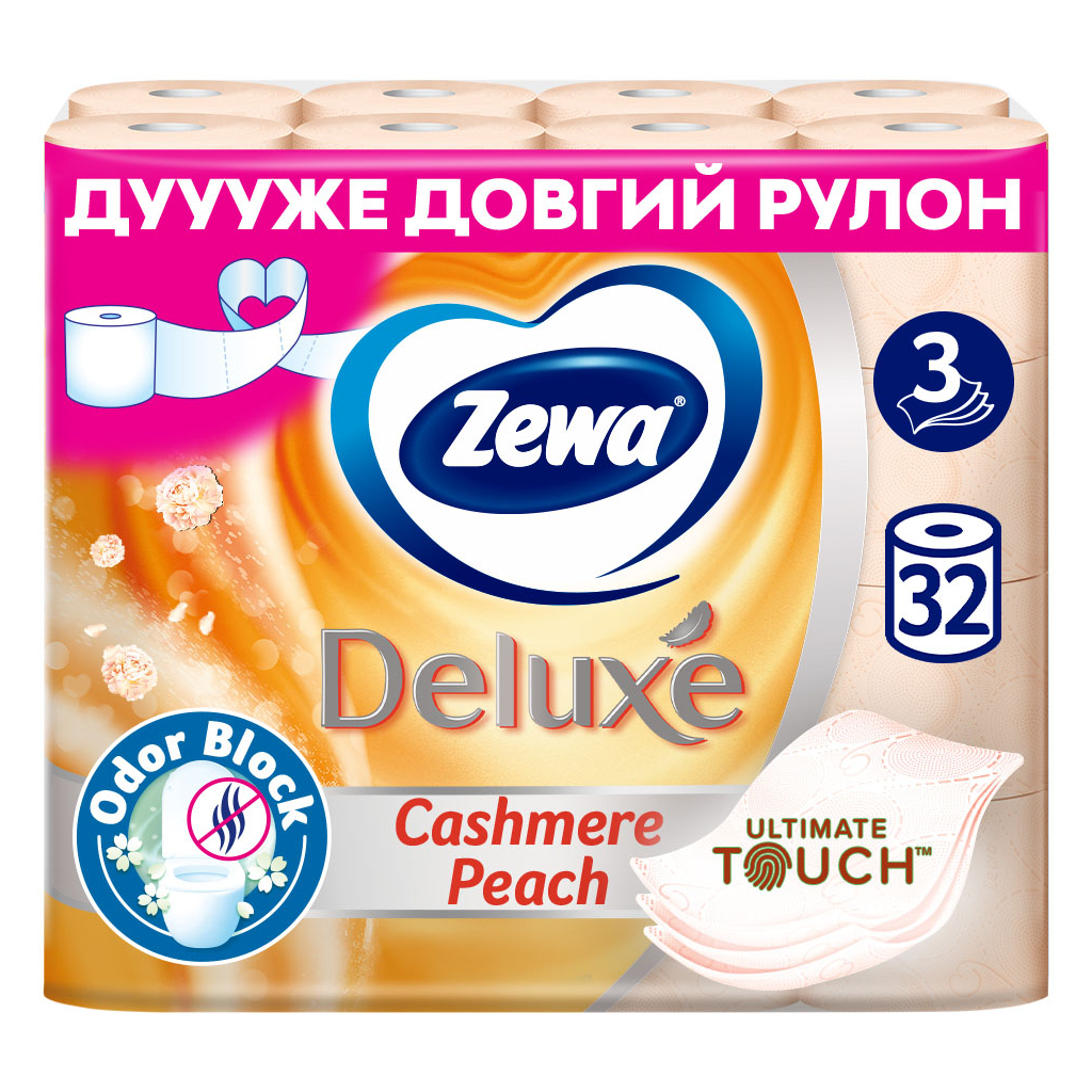 Туалетний папір Zewa Deluxe Персик 3 шари 32 рулони (7322542544631)