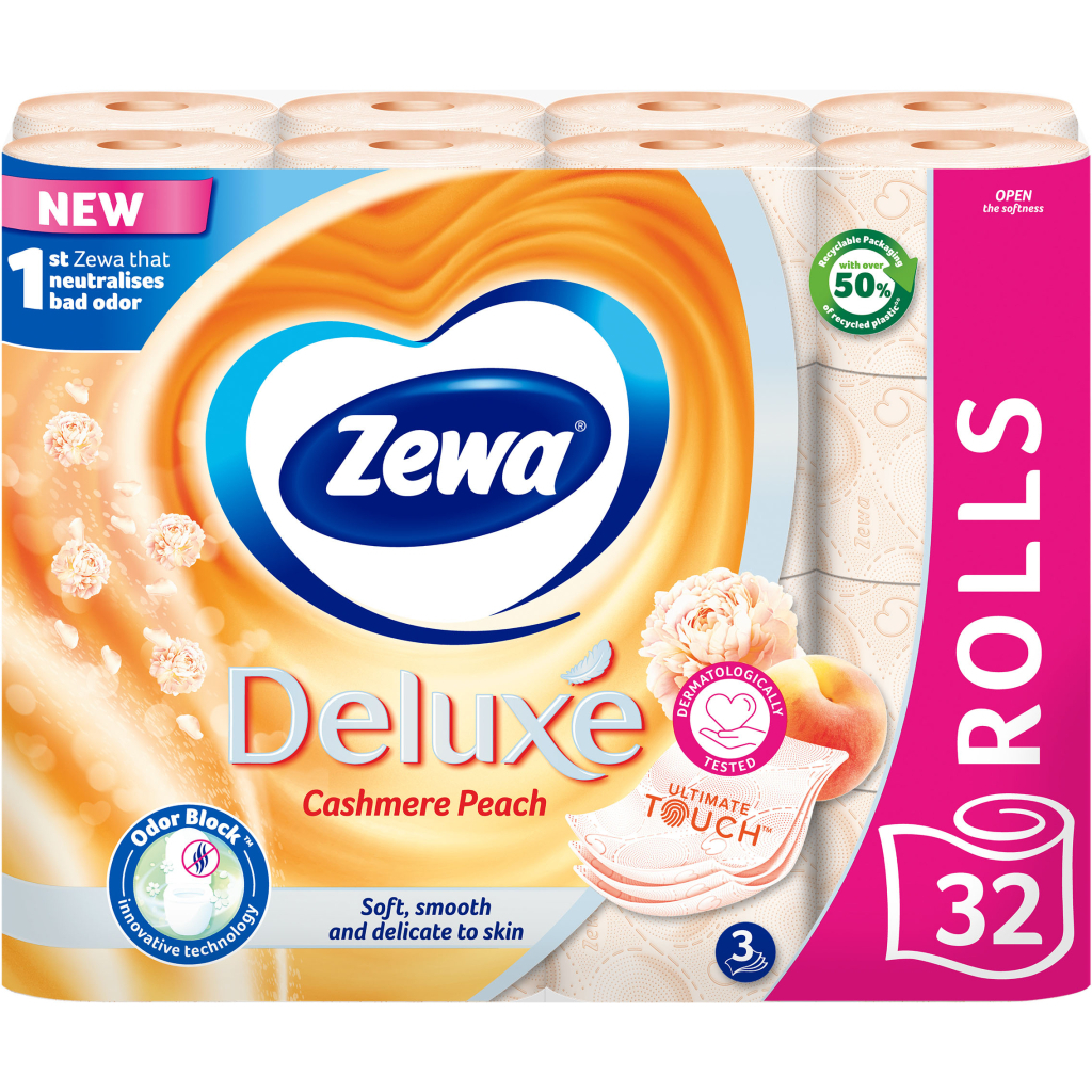 Туалетний папір Zewa Deluxe Персик 3 шари 32 рулони (7322542544631) - фото 2 Туалетний папір Zewa Deluxe Персик 3 шари 32 рулони (7322542544631) - фото 2