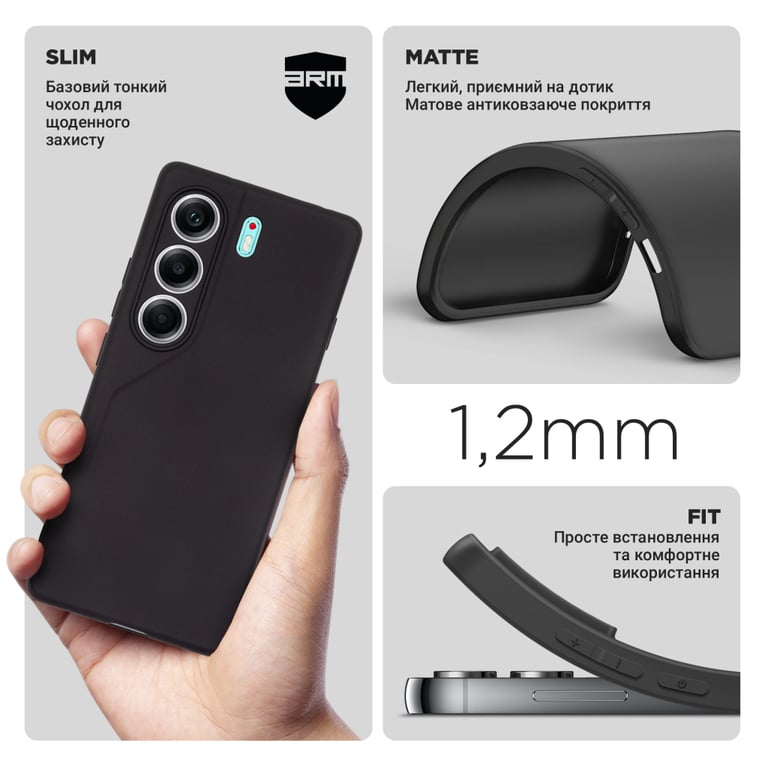 Чохол до мобільного телефона Armorstandart Matte Slim Fit Tecno Camon 40 4G Camera cover Black (ARM88902) - фото 3