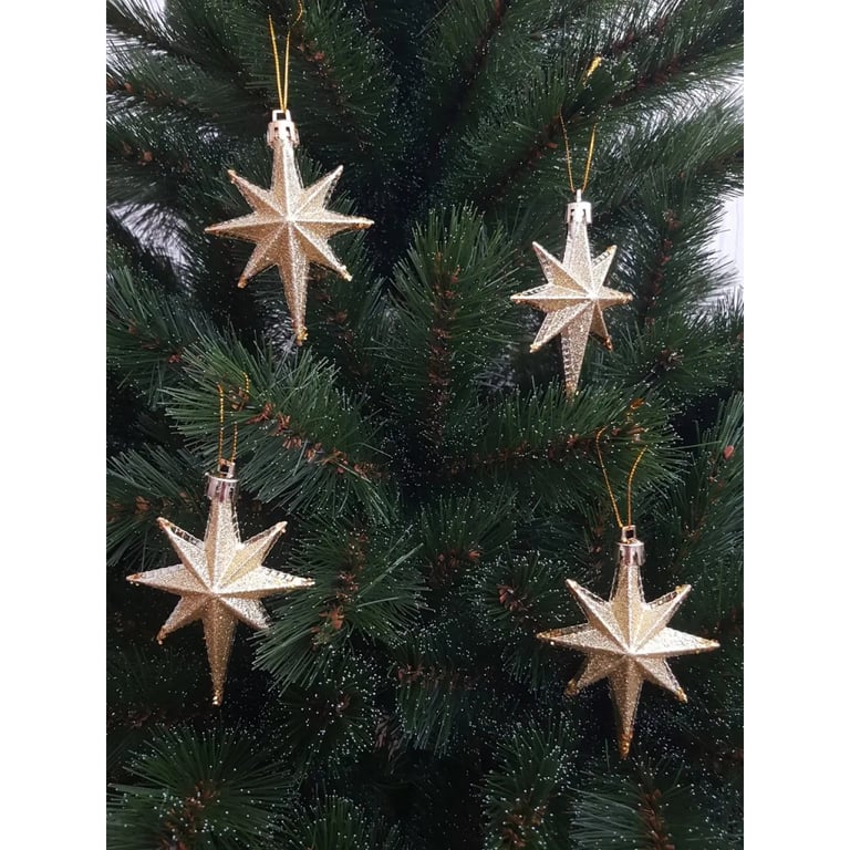 Ялинкова іграшка Chomik Зірки, 9 см, пластикові 4 шт,золоті (5901292631147_2) - фото 4