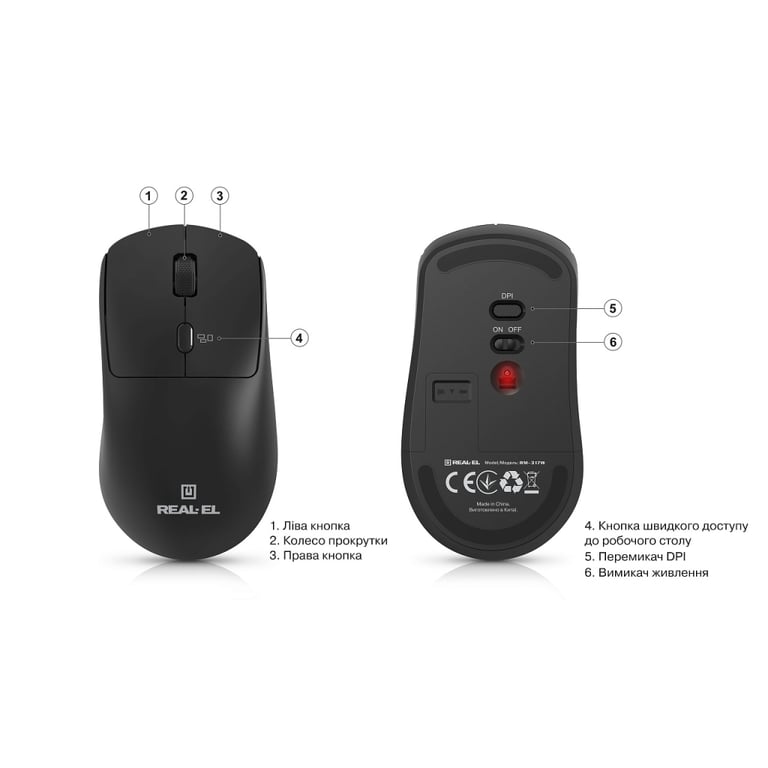 Мишка REAL-EL RM-317W Wireless Black (EL123200052) - фото 10