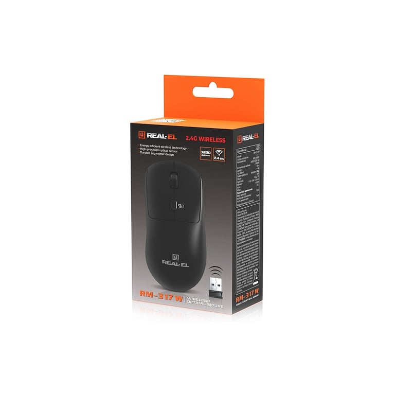 Мишка REAL-EL RM-317W Wireless Black (EL123200052) - фото 9