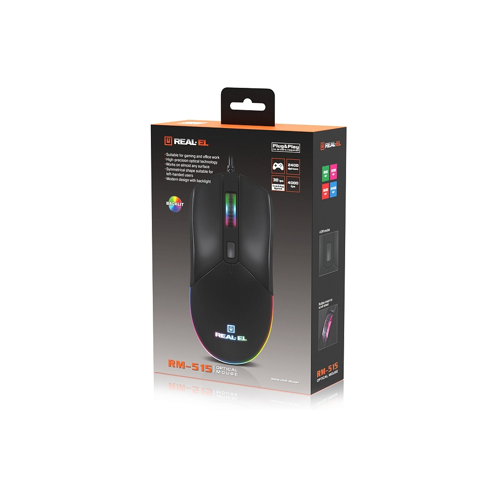 Мишка REAL-EL RM-515 USB Black (EL123200059) - фото 9 Мишка REAL-EL RM-515 USB Black (EL123200059) - фото 9