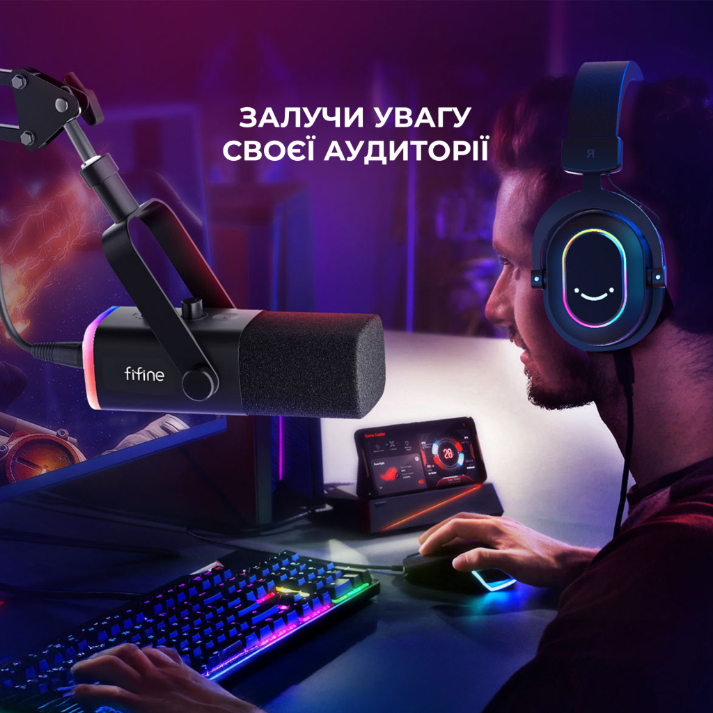 Мікрофон Fifine AM8T USB Black (AM8T) - фото 11 Мікрофон Fifine AM8T USB Black (AM8T) - фото 11