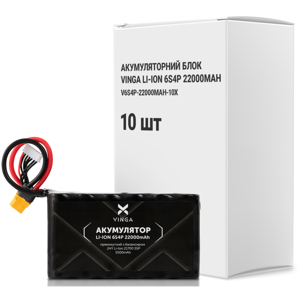 Акумуляторний блок Vinga Li-Ion 6S4P 22000mAh коробка 10 штук (V6S4P-22000MAH-10X) Акумуляторний блок Vinga Li-Ion 6S4P 22000mAh коробка 10 штук (V6S4P-22000MAH-10X)