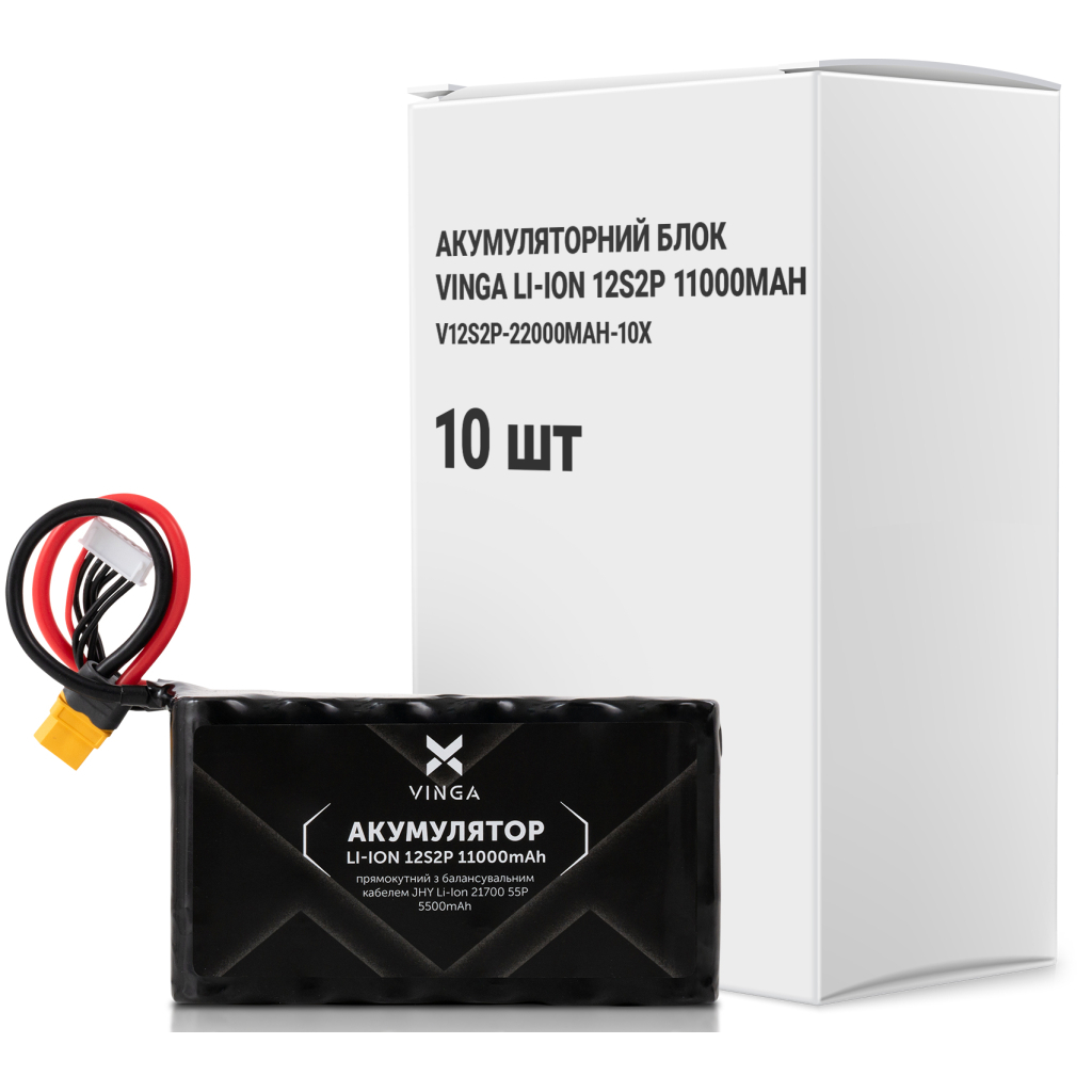 Акумуляторний блок Vinga Li-Ion 12S2P 11000mAh коробка 10 штук (V12S2P-22000MAH-10X) Акумуляторний блок Vinga Li-Ion 12S2P 11000mAh коробка 10 штук (V12S2P-22000MAH-10X)