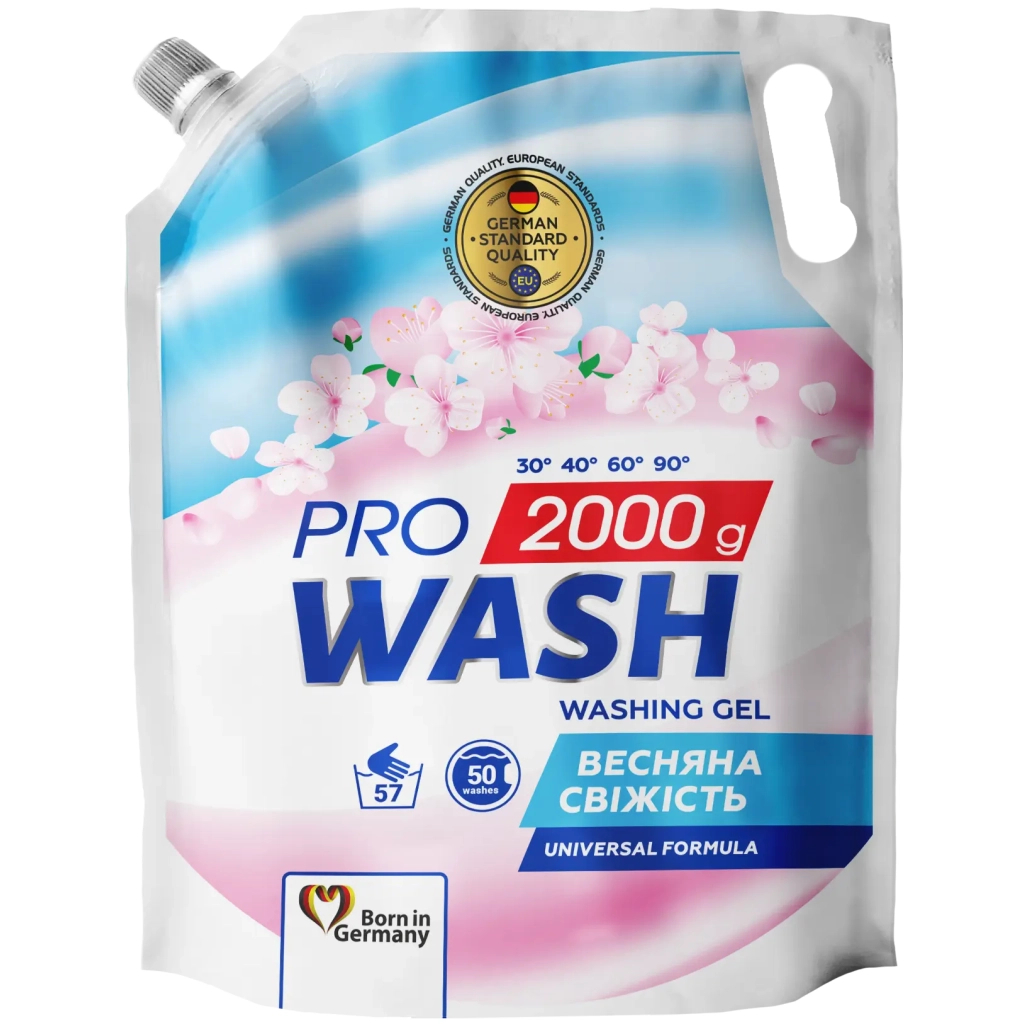 Гель для прання Pro Wash Universal Весняна свіжість Дой-пак 2 кг (4823128000976) Гель для прання Pro Wash Universal Весняна свіжість Дой-пак 2 кг (4823128000976)