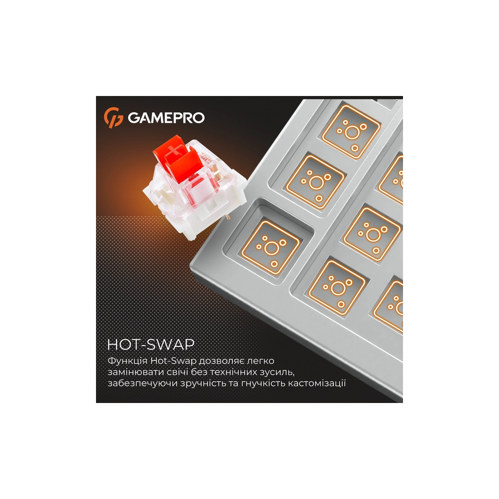 Клавіатура GamePro Genesis Joker Pro MK124G Pro Outemu Red Switch Wireless/Bluetooth/USB UA Gray (MK124G Pro) - фото 12 Клавіатура GamePro Genesis Joker Pro MK124G Pro Outemu Red Switch Wireless/Bluetooth/USB UA Gray (MK124G Pro) - фото 12