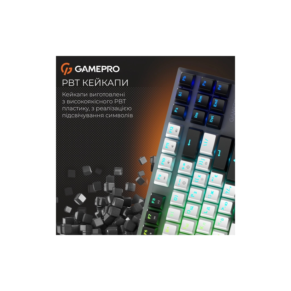 Клавіатура GamePro Genesis Joker Pro MK124G Pro Outemu Red Switch Wireless/Bluetooth/USB UA Gray (MK124G Pro) - фото 4 Клавіатура GamePro Genesis Joker Pro MK124G Pro Outemu Red Switch Wireless/Bluetooth/USB UA Gray (MK124G Pro) - фото 4