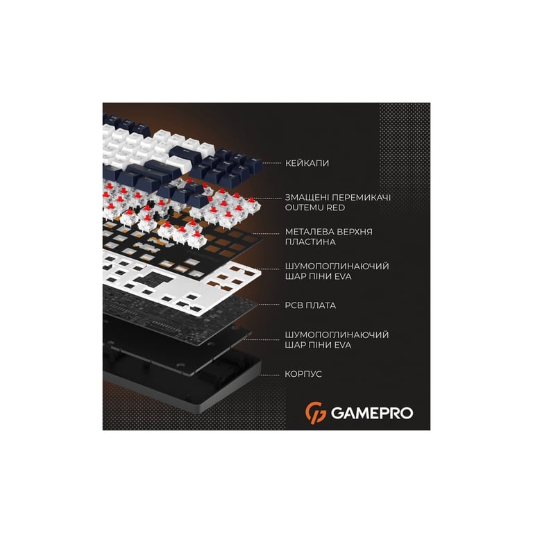 Клавіатура GamePro Genesis Metallic MK110B Outemu Red Switch USB UA Black (MK110B) - фото 4