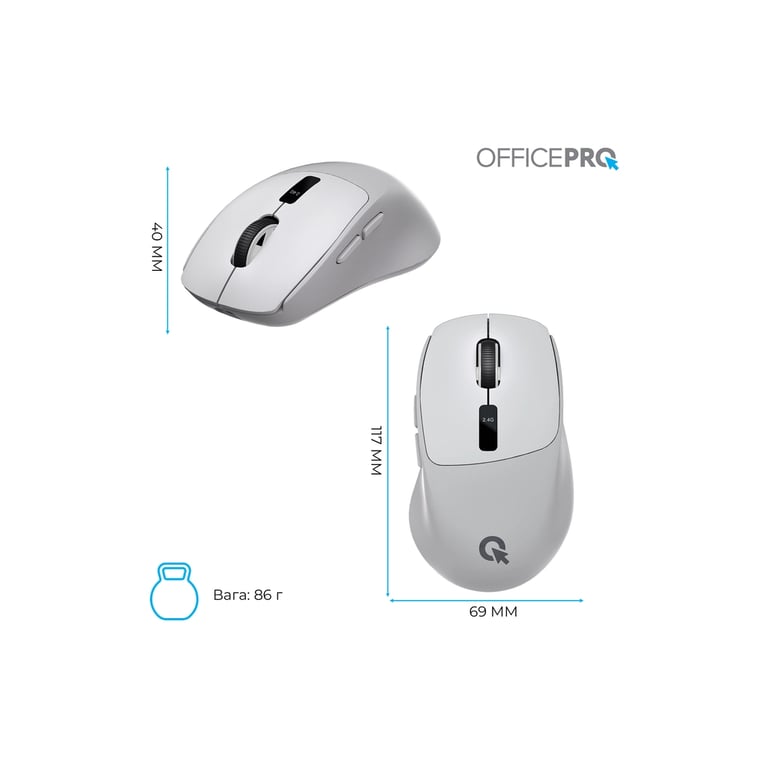Мишка OfficePro M398G Wireless/Bluetooth Gray (M398G) - фото 4