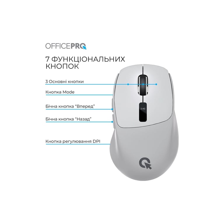Мишка OfficePro M398G Wireless/Bluetooth Gray (M398G) - фото 6