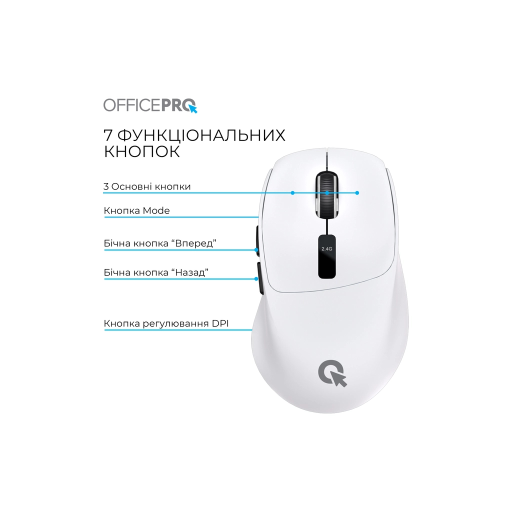 Мишка OfficePro M398W Wireless/Bluetooth White (M398W) - фото 6 Мишка OfficePro M398W Wireless/Bluetooth White (M398W) - фото 6