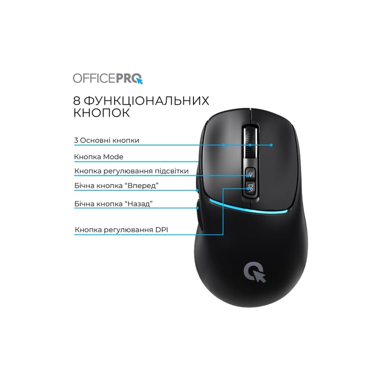 Мишка OfficePro M468B Wireless/Bluetooth Black (M468B) - фото 6
