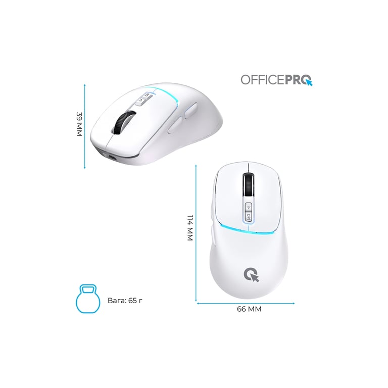 Мишка OfficePro M468W Wireless/Bluetooth White (M468W) - фото 4