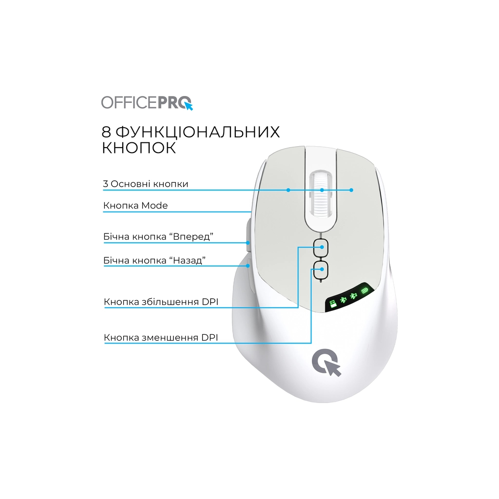 Мишка OfficePro M520W Wireless/Bluetooth White (M520W) - фото 6 Мишка OfficePro M520W Wireless/Bluetooth White (M520W) - фото 6