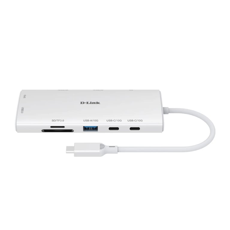 Концентратор D-Link USB-C 10-in-1 2xHDMI + 1xRJ45 1000Mbps + 2xUSB-C + USB 3.1 + USB 3.0 + SD + TF silver (DUP-A01) - фото 1
