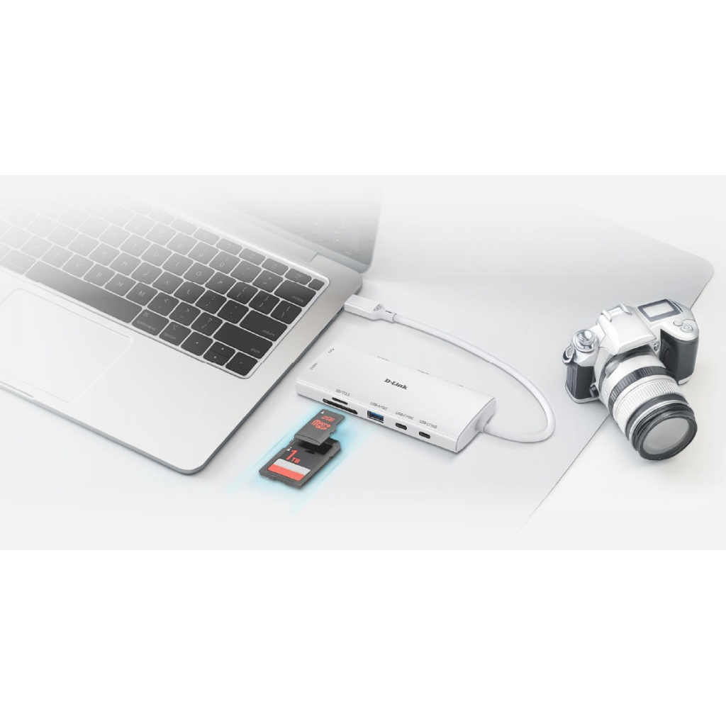 Концентратор D-Link USB-C 10-in-1 2xHDMI + 1xRJ45 1000Mbps + 2xUSB-C + USB 3.1 + USB 3.0 + SD + TF silver (DUP-A01) - фото 4 Концентратор D-Link USB-C 10-in-1 2xHDMI + 1xRJ45 1000Mbps + 2xUSB-C + USB 3.1 + USB 3.0 + SD + TF silver (DUP-A01) - фото 4