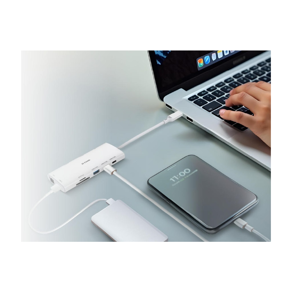 Концентратор D-Link USB-C 10-in-1 2xHDMI + 1xRJ45 1000Mbps + 2xUSB-C + USB 3.1 + USB 3.0 + SD + TF silver (DUP-A01) - фото 5 Концентратор D-Link USB-C 10-in-1 2xHDMI + 1xRJ45 1000Mbps + 2xUSB-C + USB 3.1 + USB 3.0 + SD + TF silver (DUP-A01) - фото 5