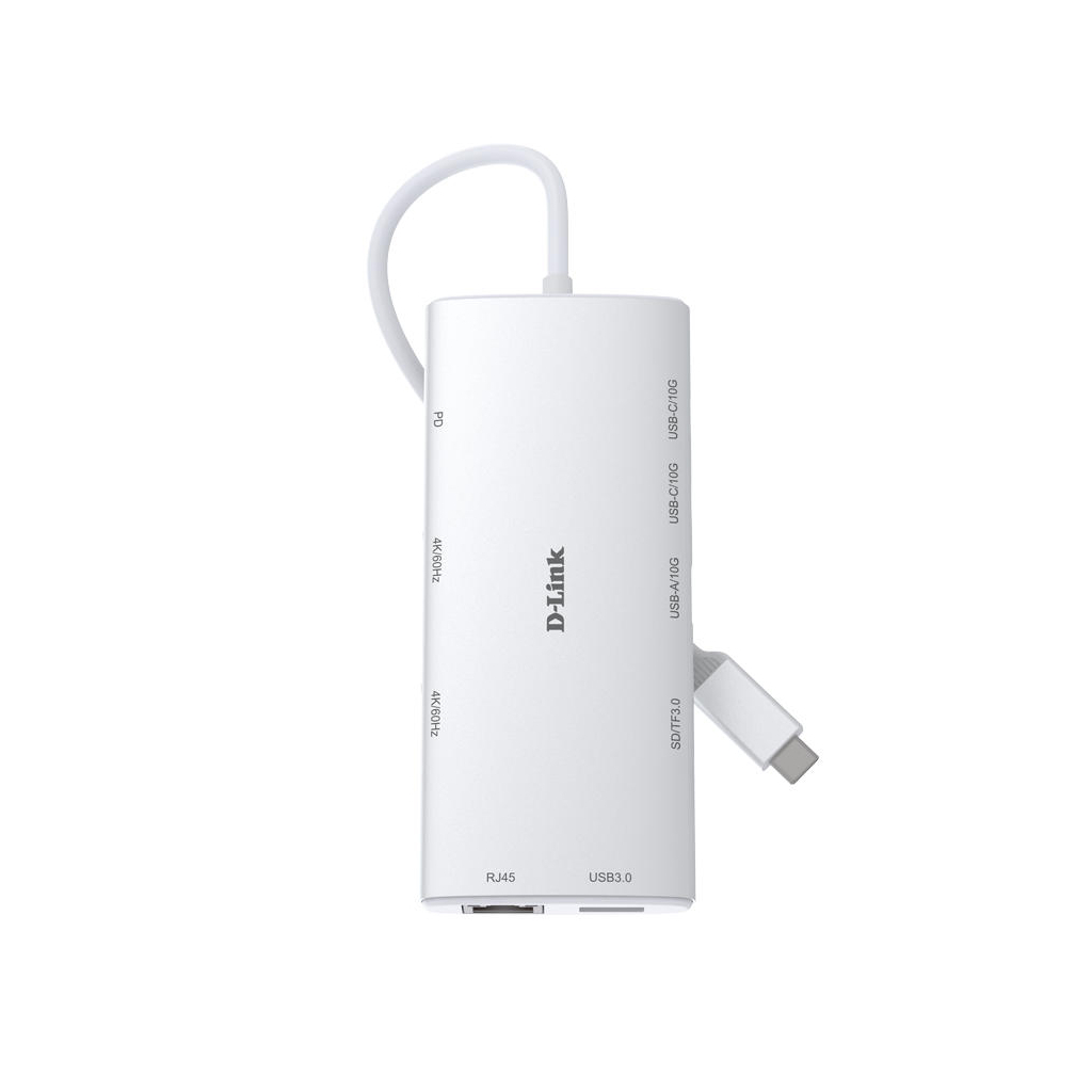 Концентратор D-Link USB-C 10-in-1 2xHDMI + 1xRJ45 1000Mbps + 2xUSB-C + USB 3.1 + USB 3.0 + SD + TF silver (DUP-A01) - фото 7 Концентратор D-Link USB-C 10-in-1 2xHDMI + 1xRJ45 1000Mbps + 2xUSB-C + USB 3.1 + USB 3.0 + SD + TF silver (DUP-A01) - фото 7