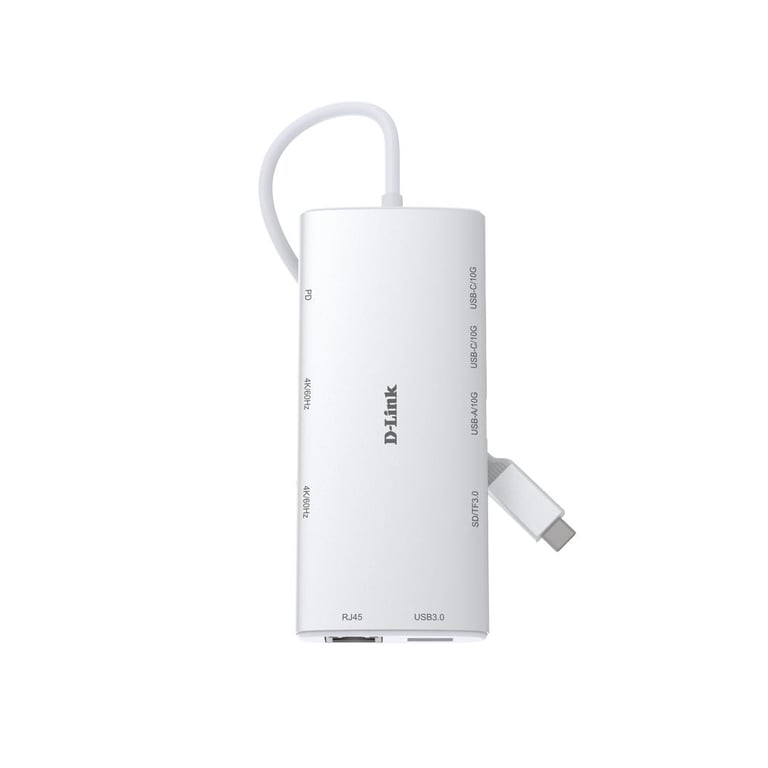 Концентратор D-Link USB-C 10-in-1 2xHDMI + 1xRJ45 1000Mbps + 2xUSB-C + USB 3.1 + USB 3.0 + SD + TF silver (DUP-A01) - фото 7